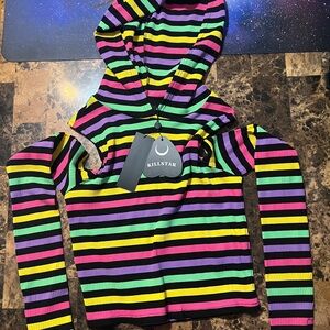 Killstar Multicolor Striped Hooded Top